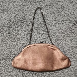 Vintage Hobo International Metallic Rose Gold Clutch Purse With Chain Handle